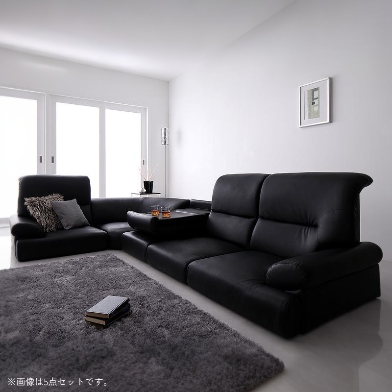 シンプルモダンシリーズ ハイバックフロアコーナーソファ BLACK