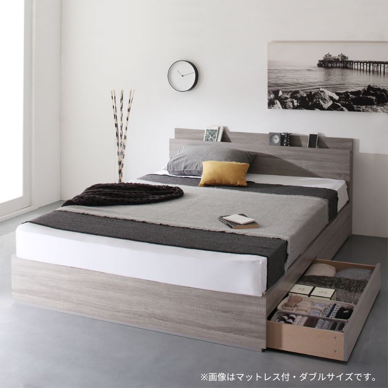 シルバー波形デザインマットレス付きベッド