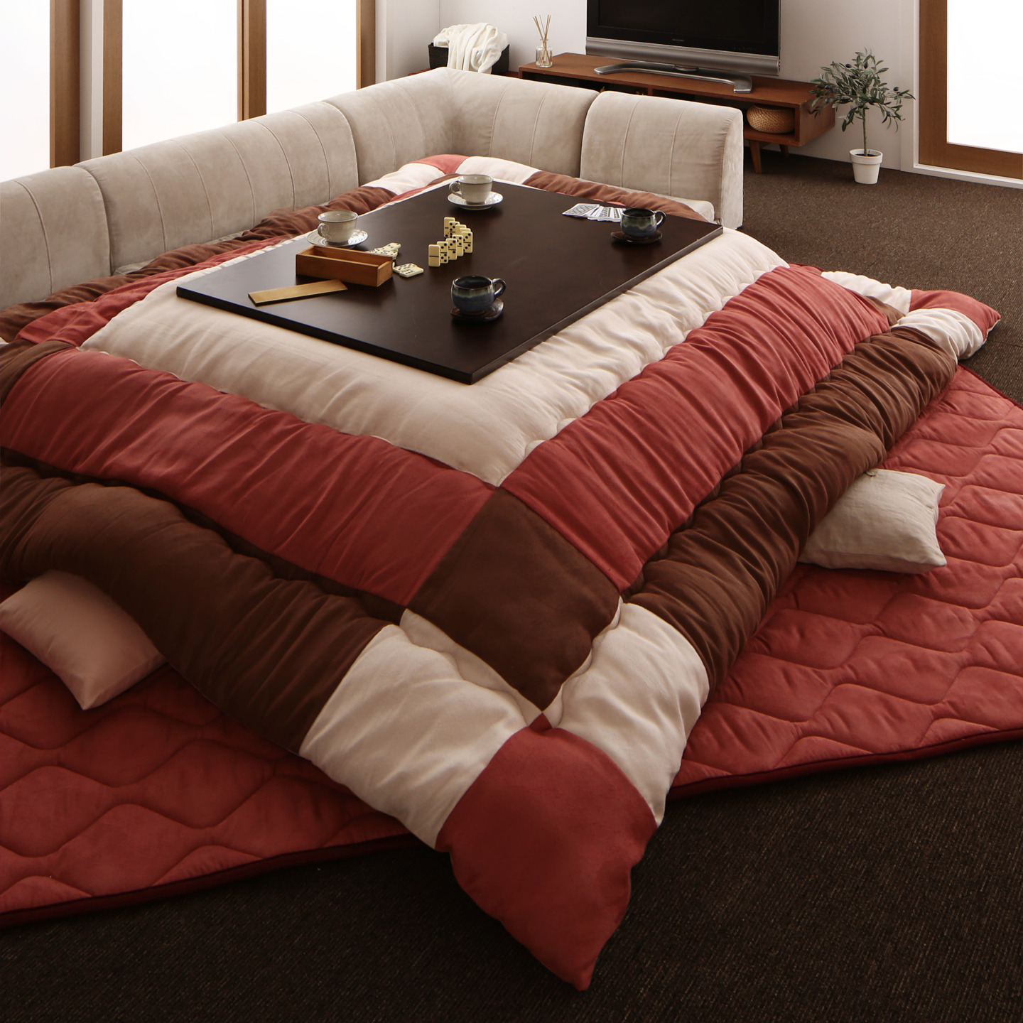 スウェード調パッチワークこたつ布団 イコイ2 – precocirico